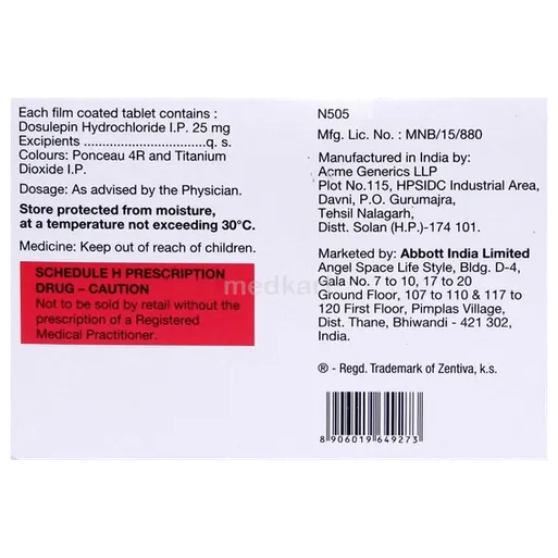 prothiaden 25mg tablet 15's